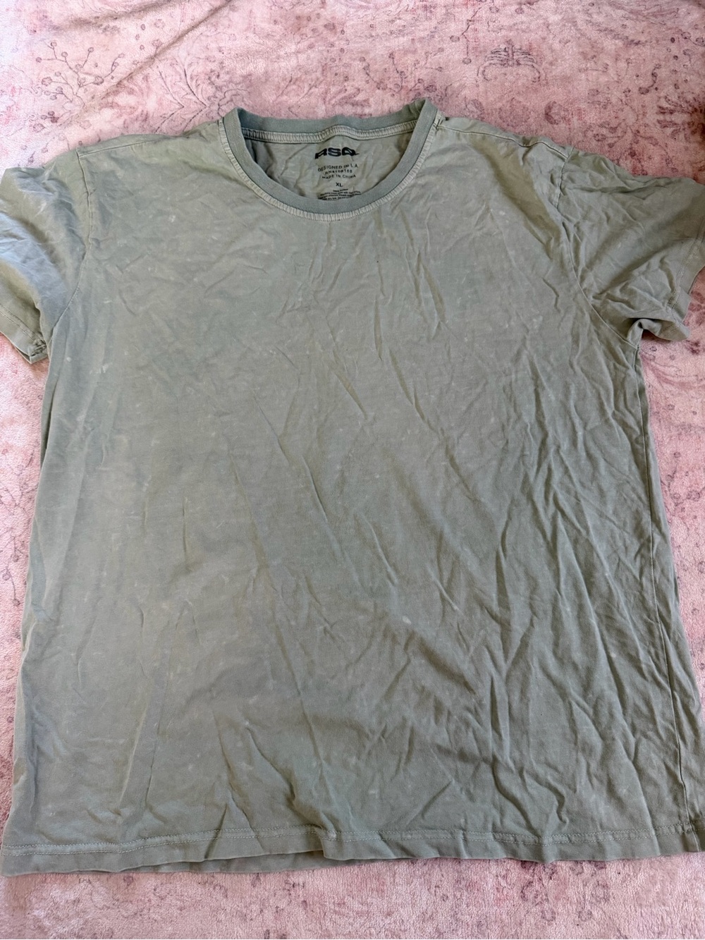Men's Washed Olive Crew Neck T-Shirt